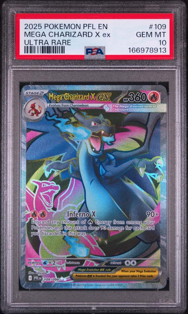 2025 POKEMON PFL EN-PHANTASMAL FLAMES ULTRA RARE #109 MEGA CHARIZARD X EX PSA 10