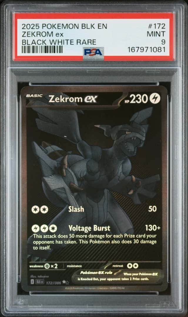 2025 POKEMON BLK EN-BLACK BOLT BLACK WHITE RARE #172 ZEKROM EX PSA 9