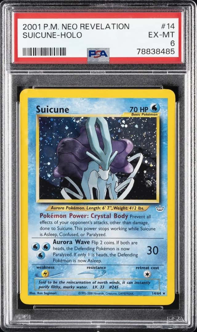 2001 POKEMON NEO REVELATION #14 SUICUNE-HOLO PSA 6
