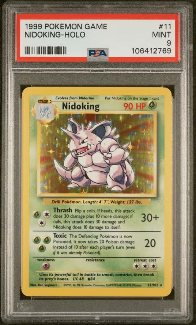 1999 Pokemon Unlimited Nidoking Rare Holo #11/102 PSA 9