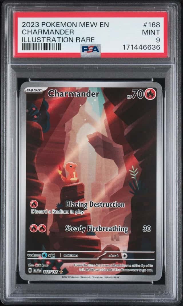 2023 POKEMON MEW EN-151 ILLUSTRATION RARE #168 CHARMANDER PSA 9