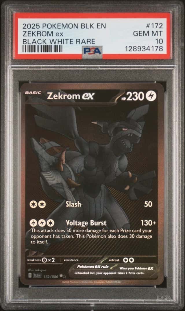 2025 POKEMON BLK EN-BLACK BOLT BLACK WHITE RARE #172 ZEKROM EX PSA 10