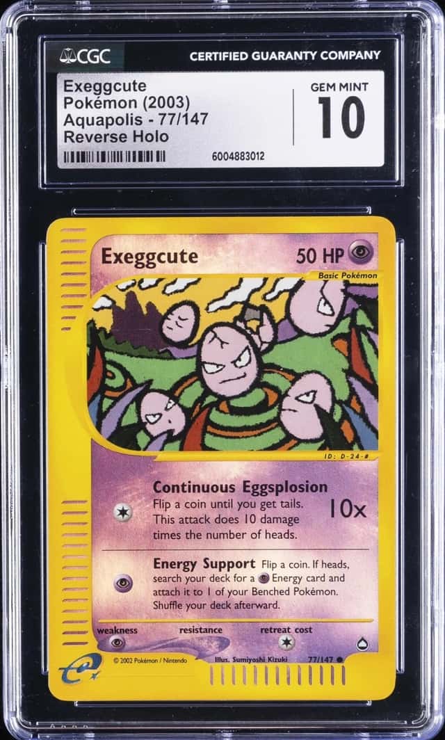 2003 POKEMON AQUAPOLIS REVERSE HOLO #77 EXEGGCUTE CGC 10 GEM MINT