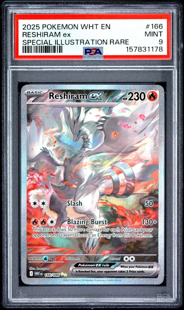 2025 Pokemon White Flare Reshiram ex Special Illustration Rare #166/086 PSA 9