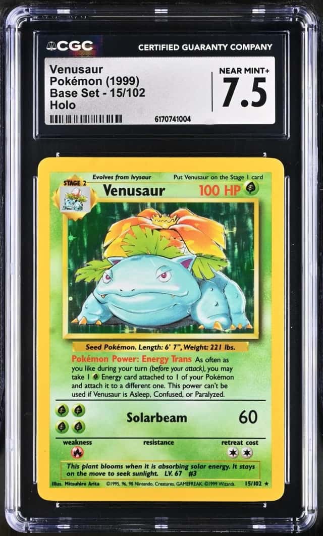 Pokemon Venusaur Base Set Unlimited 15/102 Holo CGC 7.5