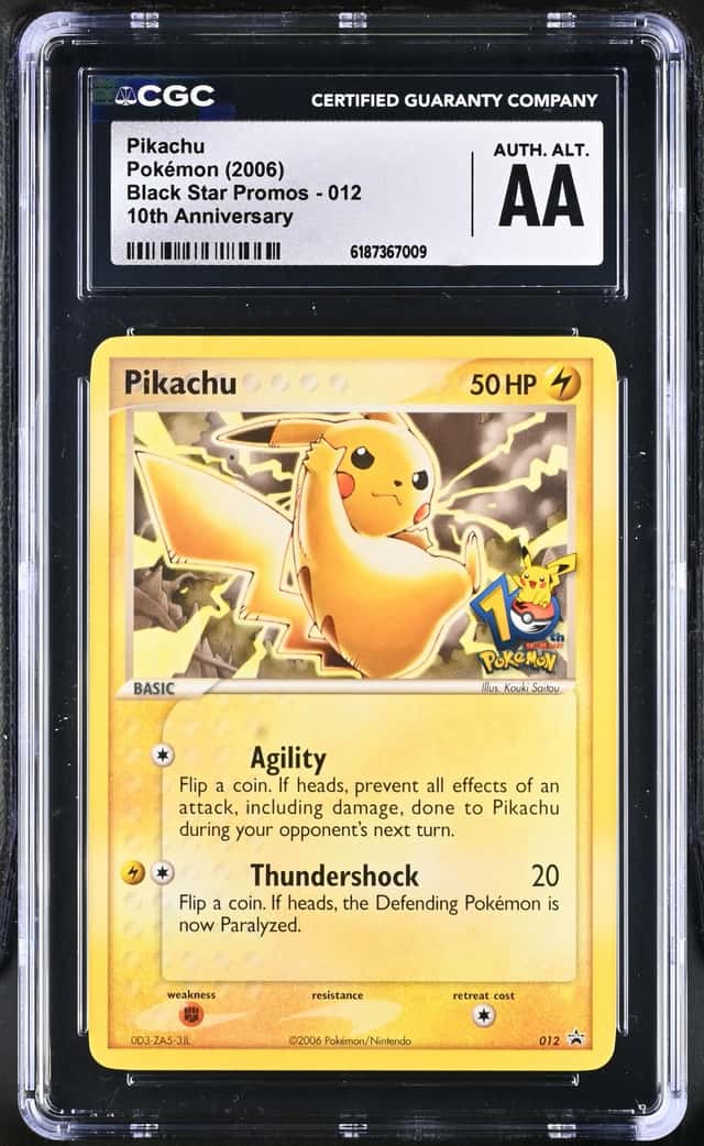 2006 Pokemon TCG English Pikachu 10th Black Star Promo #012 CGC AUTH. ALT. XI60