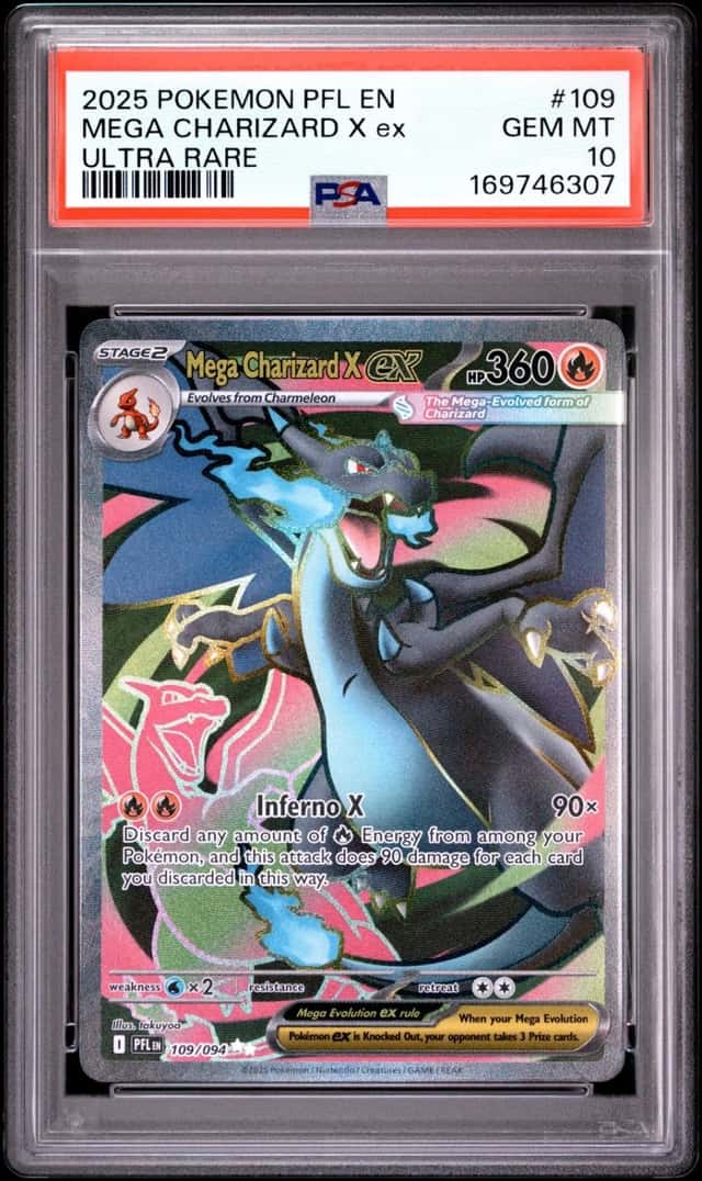 2025 POKEMON PFL EN-PHANTASMAL FLAMES ULTRA RARE #109 MEGA CHARIZARD X EX PSA 10