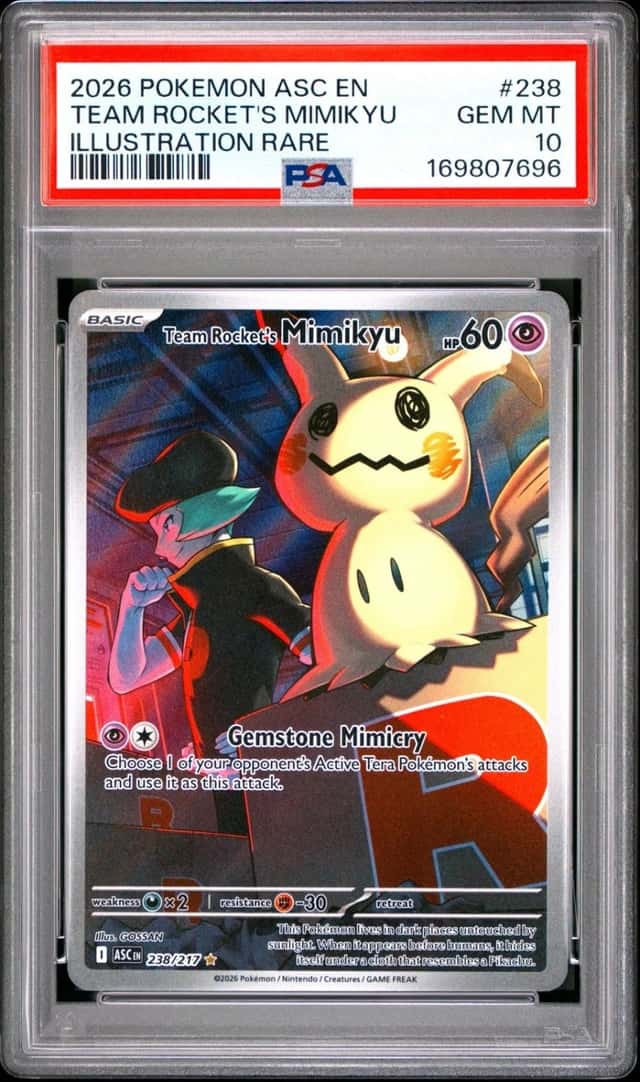 Pokemon Ascended Heroes Team Rocket's Mimikyu #238/217 Illustration Rare PSA 10