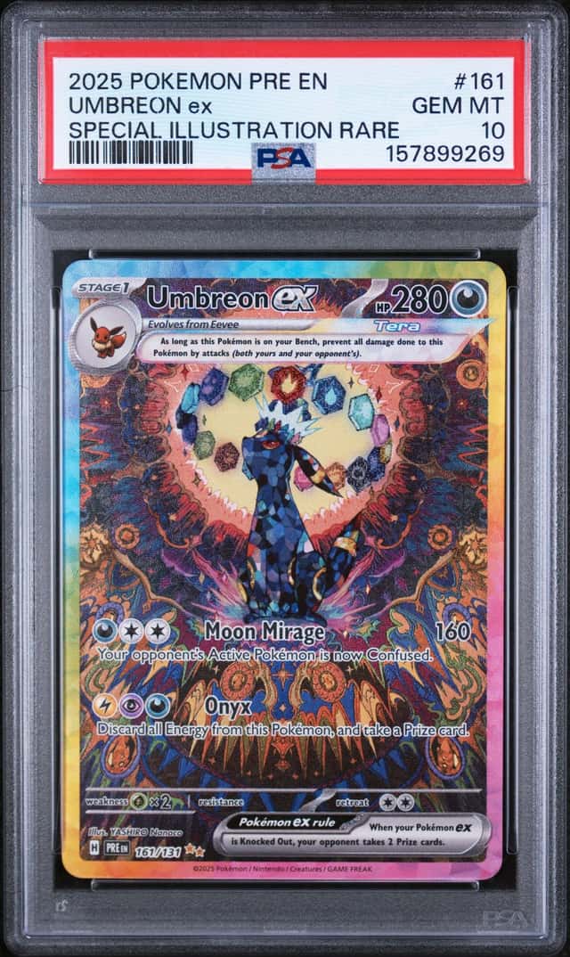 2025 Pokemon Scarlet and Violet Prismatic Evolutions Special Illustration Rare Umbreon Ex #161
