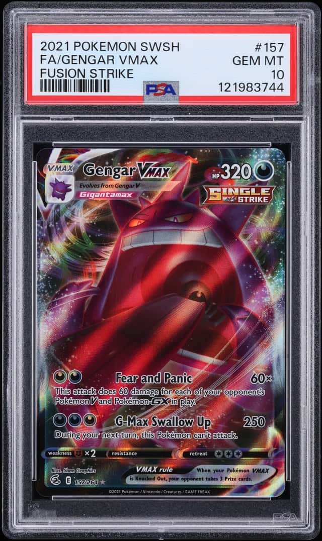 2021 Pokemon Sword & Shield Fusion Strike Full Art Gengar VMAX #157 PSA 10 GEM MINT