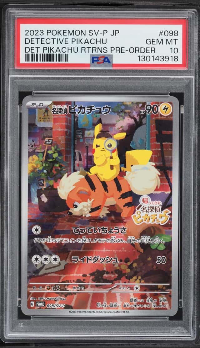 2023 Pokemon Japanese Scarlet & Violet Pre-Order Full Art Detective Pikachu #98 PSA 10 GEM MINT