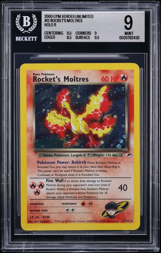 2000 Pokemon Gym Heroes Holo Rocket's Moltres #12 BGS 9 MINT