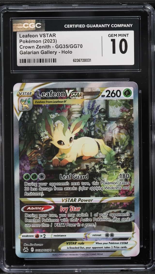 2023 Pokemon Sword & Shield Crown Zenith Full Art Leafeon VSTAR #GG35 CGC 10 GEM MINT