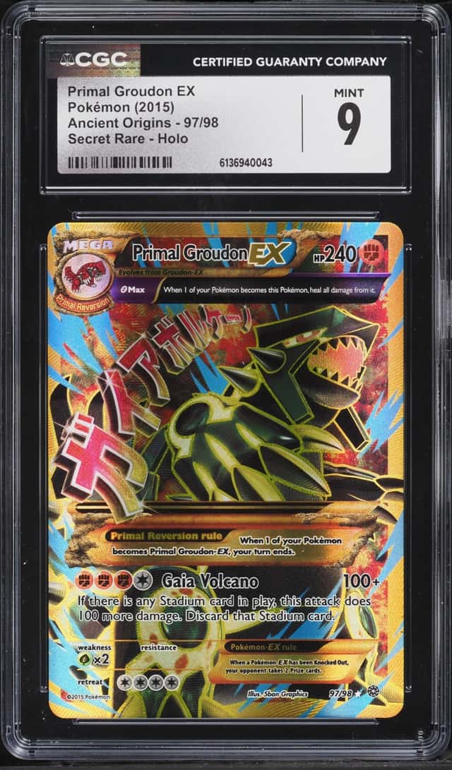 2015 Pokemon XY Ancient Origins Gold Rare Primal Groudon EX #97 CGC 9 MINT