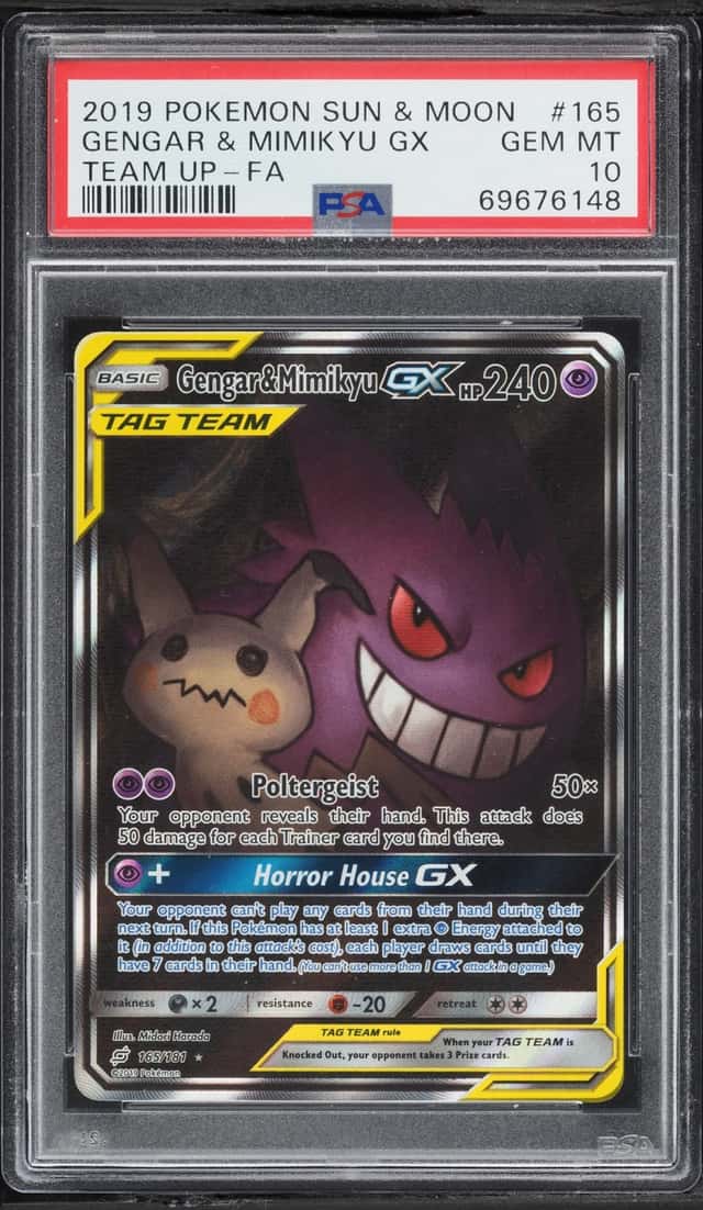2019 Pokemon Sun & Moon Team Up Full Art Gengar & Mimikyu GX #165 PSA 10 GEM MINT