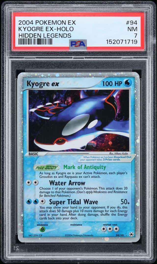 2004 Pokemon EX Hidden Legends Holo Kyogre Ex #94 PSA 7 NRMT