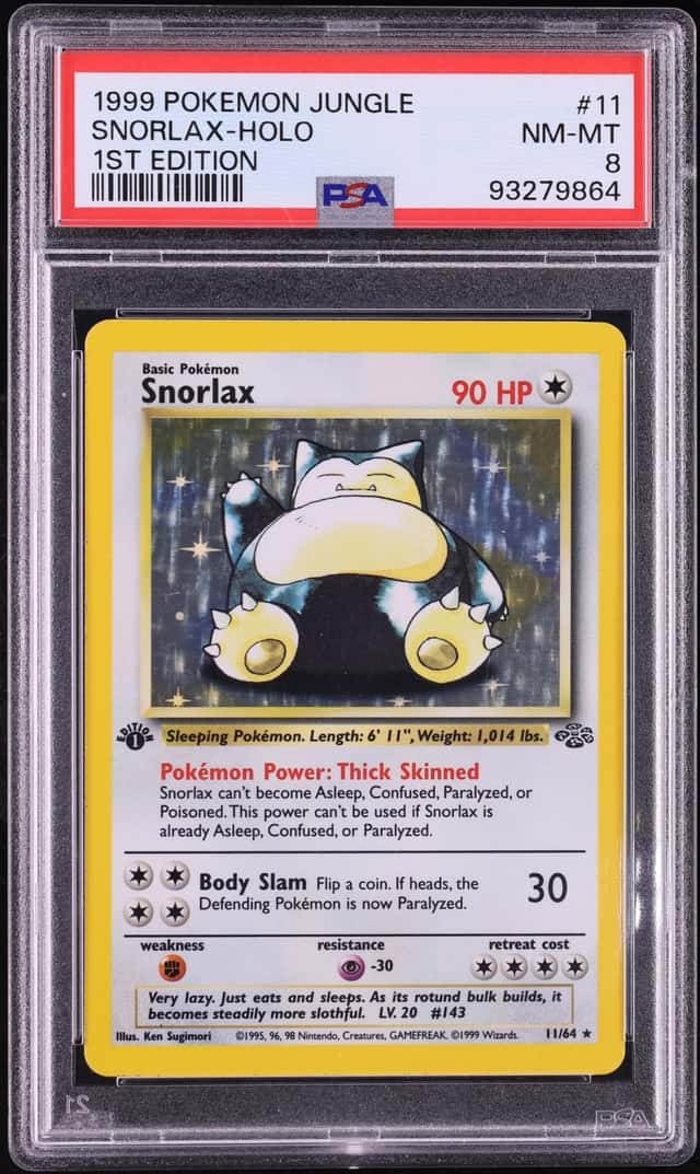 1999 Pokemon Jungle 1st Edition Holo Snorlax #11 PSA 8 NM-MT