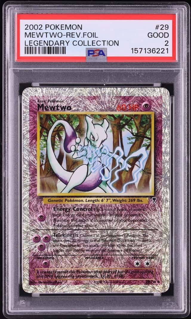 2002 Pokemon Legendary Collection Reverse Holo Mewtwo #29 PSA 2 GD