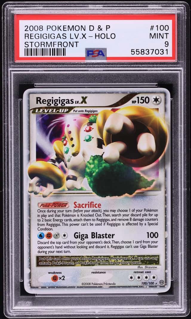2008 Pokemon Diamond & Pearl Stormfront Holo Regigigas LV.X #100 PSA 9 MINT
