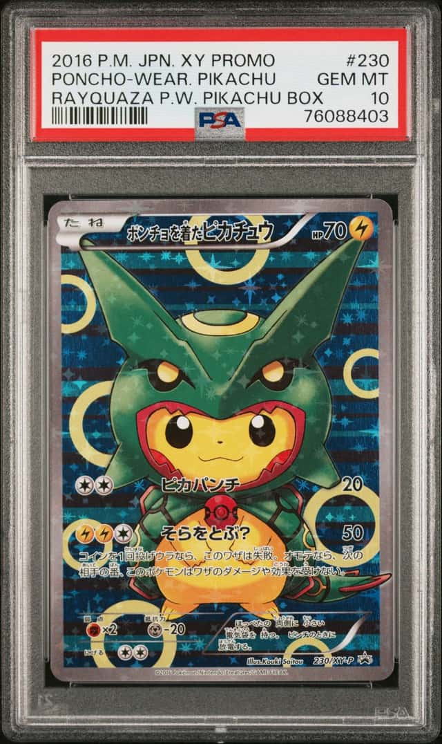 2016 Pokemon Japanese XY Promo Full Art Rayquaza Poncho Wearing Pikachu #230 PSA 10 GEM MINT