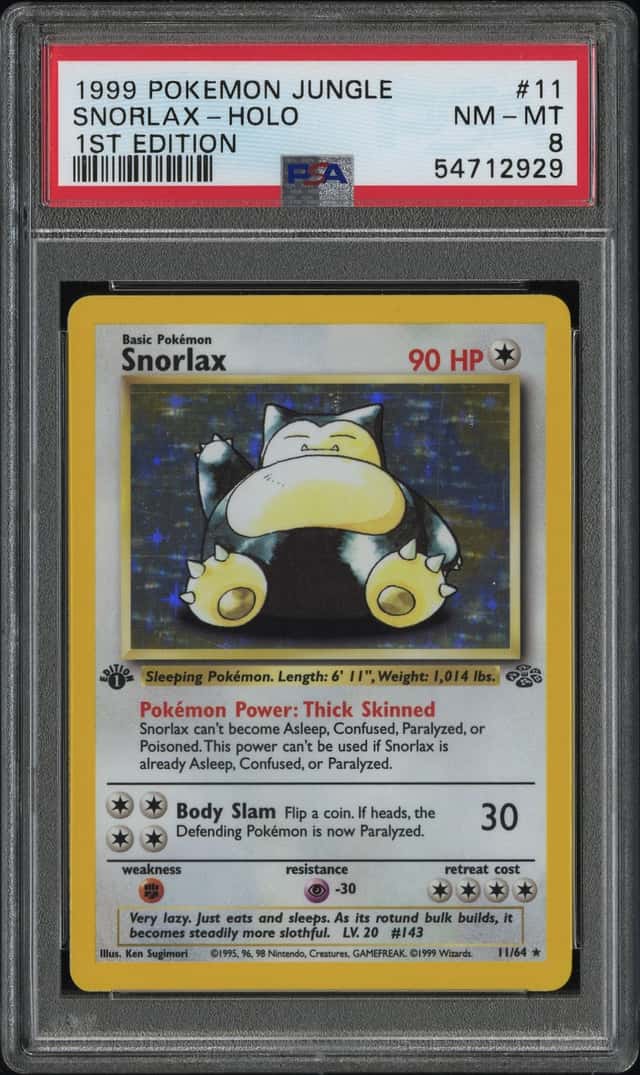 1999 Pokemon Jungle 1st Edition Holo Snorlax #11 PSA 8 NM-MT
