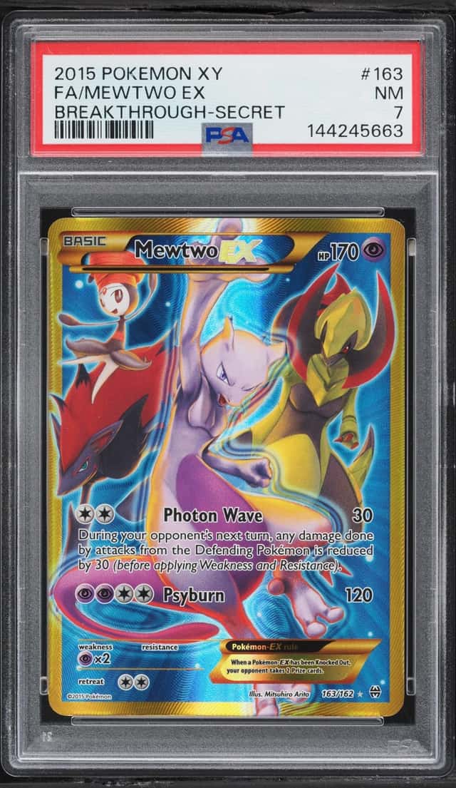 2015 Pokemon XY BREAKthrough SEC Mewtwo EX #163 PSA 7 NRMT
