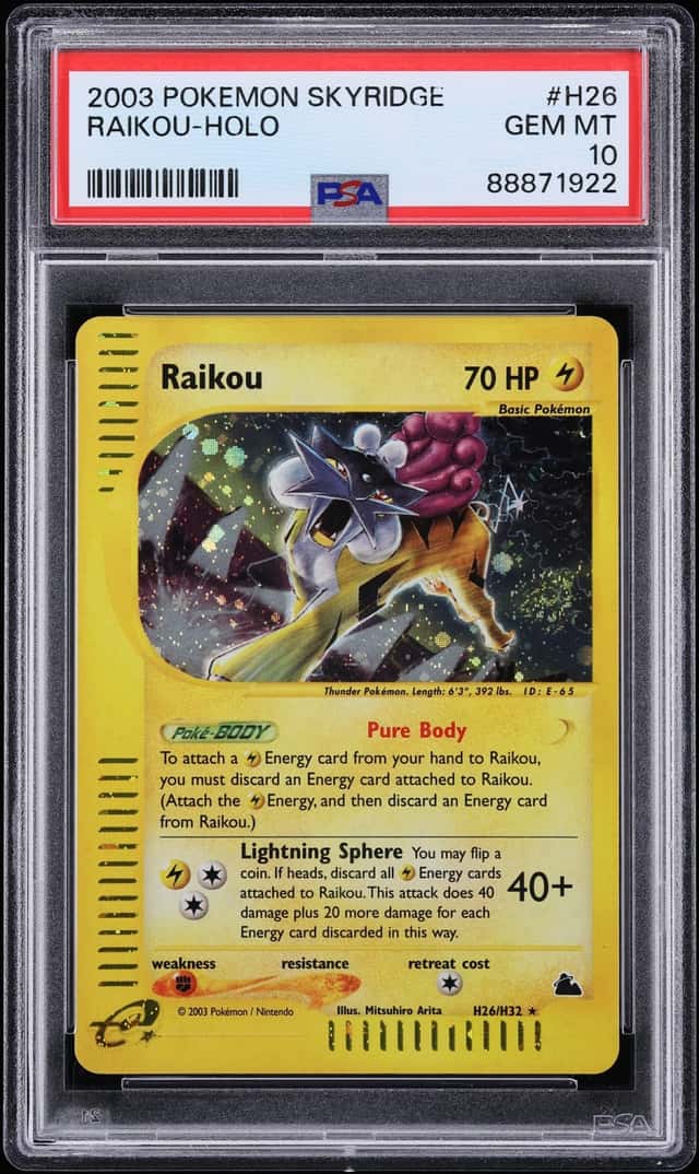 2003 Pokemon Skyridge Holo Raikou #H26 PSA 10 GEM MINT