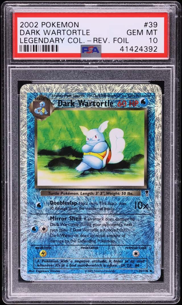 2002 Pokemon Legendary Collection Reverse Holo Dark Wartortle #39 PSA 10 GEM MINT