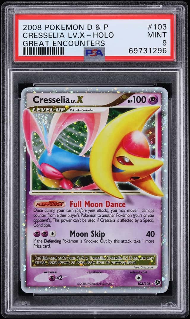 2008 Pokemon Diamond & Pearl Great Encounters Holo Cresselia LV.X #103 PSA 9 MINT