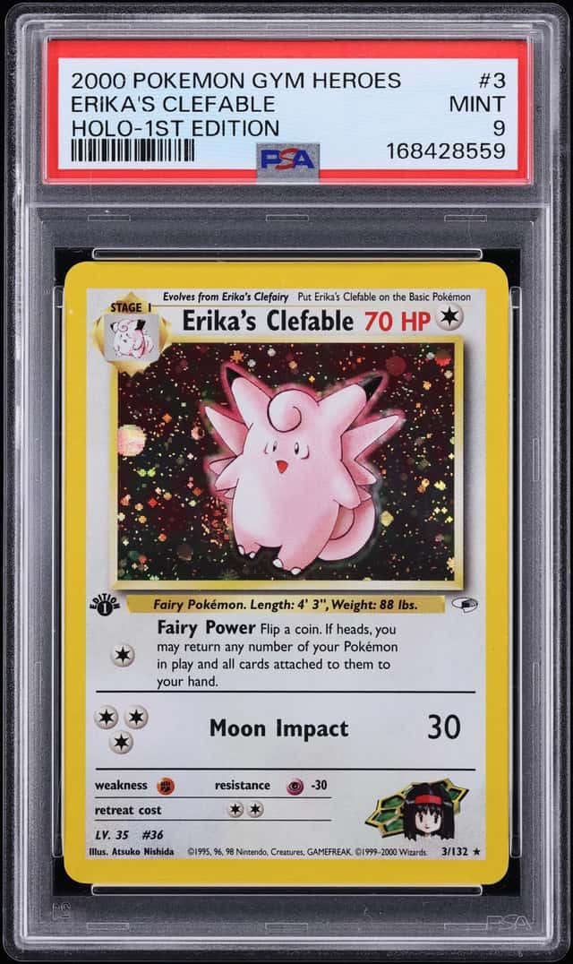 2000 Pokemon Gym Heroes 1st Edition Holo Erika's Clefable #3 PSA 9 MINT