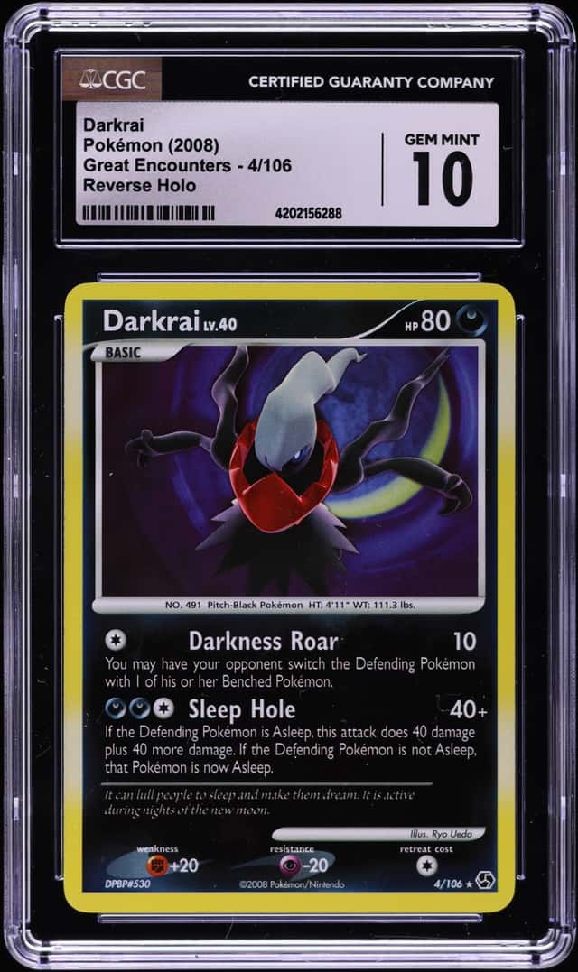 2008 Pokemon Diamond & Pearl Great Encounters Reverse Holo Darkrai #4 CGC 10 GEM
