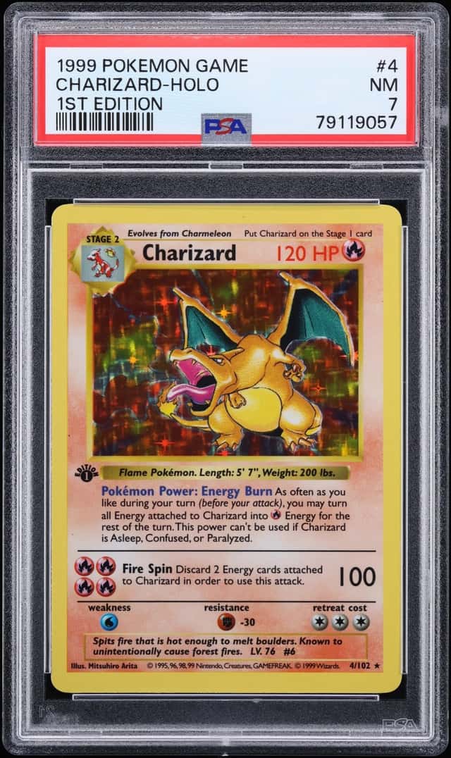 1999 Pokemon Base Set Shadowless 1st Edition Holo Charizard #4 PSA 7 NRMT