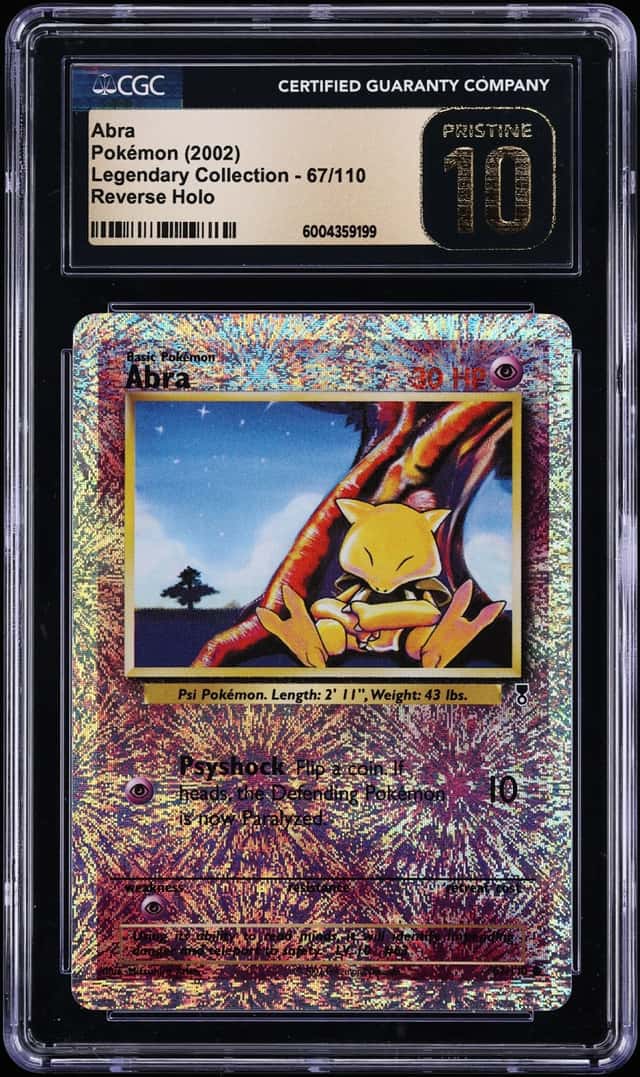 2002 Pokemon Wizards Of The Coast Legendary Collection Reverse Holo Abra #67 CGC 10 PRISTINE