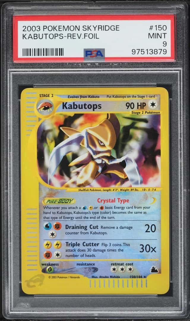 2003 Pokemon Skyridge Reverse Holo Kabutops #150 PSA 9 MINT
