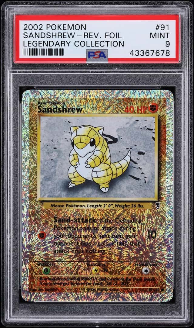 2002 Pokemon Legendary Collection Reverse Holo Sandshrew #91 PSA 9 MINT