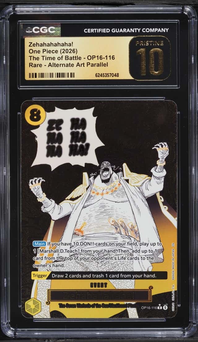 2026 One Piece The Time Of Battle Alt Art Zehahahahaha! #OP16-116 CGC 10 PRISTINE