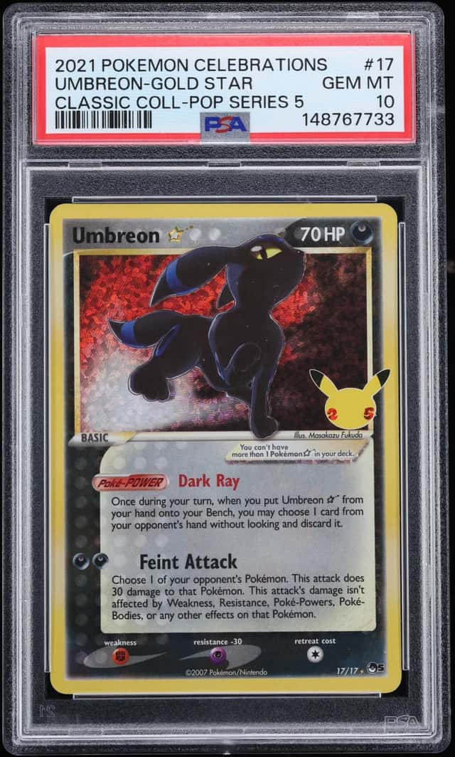 2021 Pokemon SWSH Celebrations Classic Collection Holo Umbreon Gold Star #17 PSA 10 GEM MINT