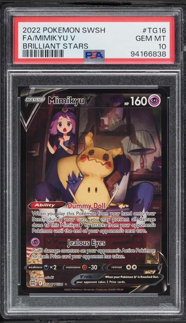 2022 Pokemon Sword & Shield Brilliant Stars Alt Art Mimikyu V #TG16 PSA 10 GEM MINT