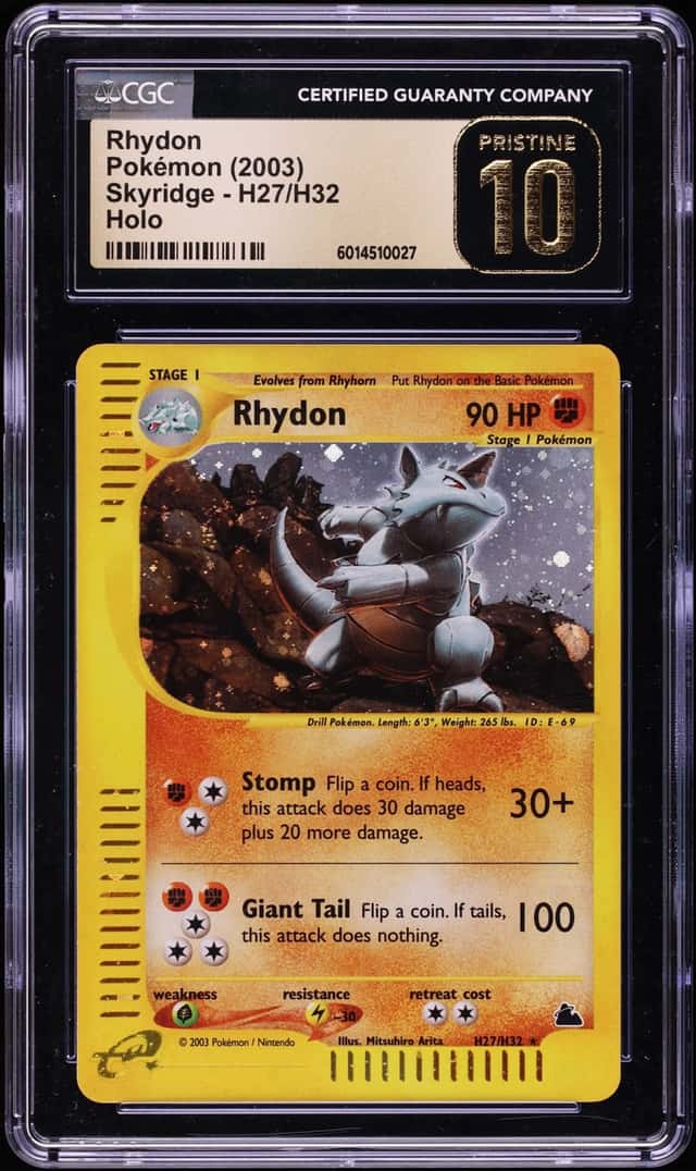 2003 Pokemon Skyridge Holo Rhydon #H27 CGC 10 PRISTINE