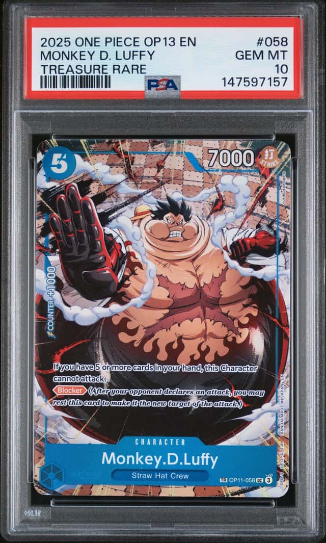 2025 One Piece OP11-058 EN Monkey D. Luffy Treasure Rare PSA 10 GEM MINT