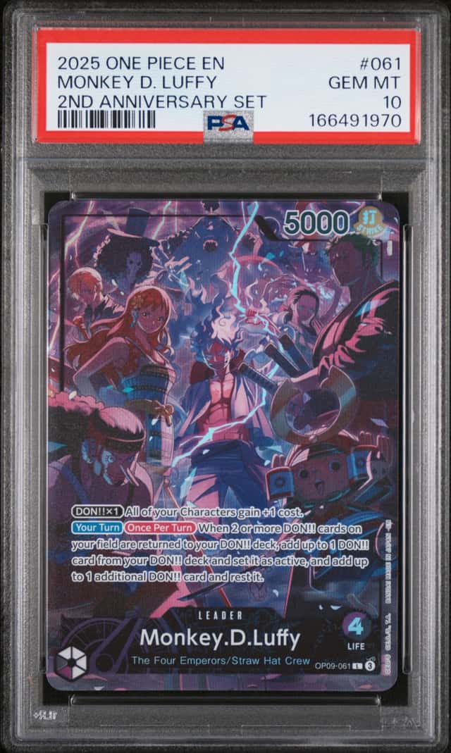 2025 ONE PIECE ENGLISH VERSION 2ND ANNIVERSARY SET #061 MONKEY D. LUFFY PSA 10