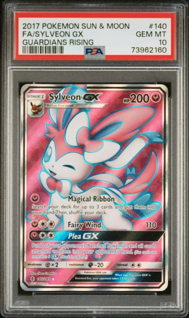 Pokemon TCG 2017 SM Guardians Rising Sylveon GX Full Art Holo 140/145 PSA 10