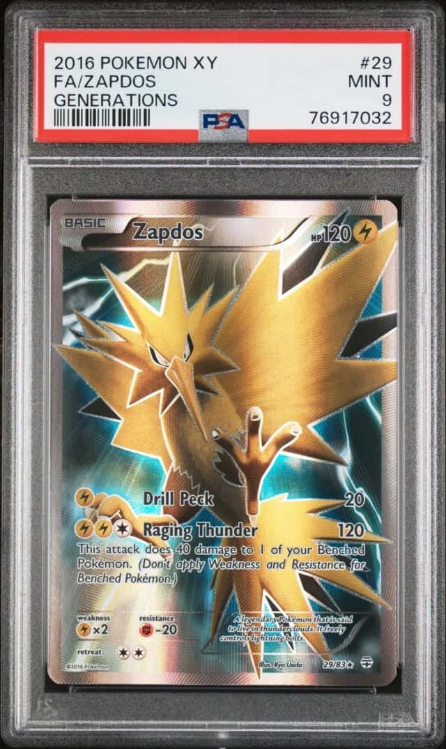PSA 9 Pokémon TCG Zapdos 29/83 XY Generations Full Art Ultra Rare Holo 2016