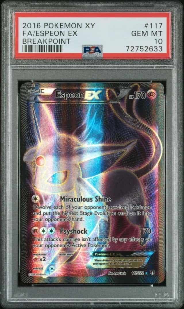 Pokémon Espeon EX Holo Full Art Ultra Rare Card 117/122 Breakpoint PSA 10