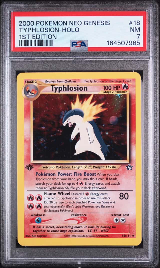 2000 POKEMON NEO GENESIS TYPHLOSION-HOLO 1ST EDITION #18 PSA 7