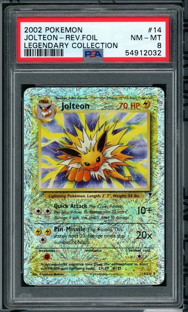POKEMON JOLTEON 2002 LEGENDARY COLLECTION #14 REV.FOIL PSA 8