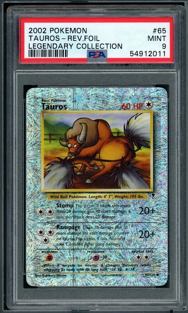 POKEMON TAUROS 2002 LEGENDARY COLLECTION #65 REV.FOIL PSA 9