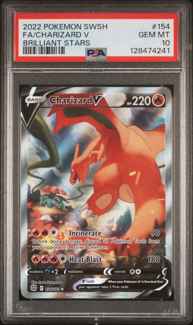 2022 Pokemon SWSH Brilliant Stars #154 FA Charizard V PSA 10 GEM MINT