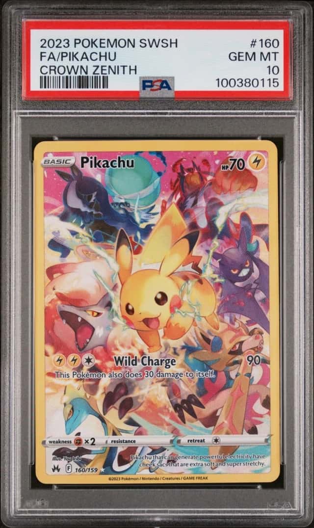 2023 POKEMON FA/PIKACHU SWORD AND SHIELD CROWN ZENITH #160 PSA 10