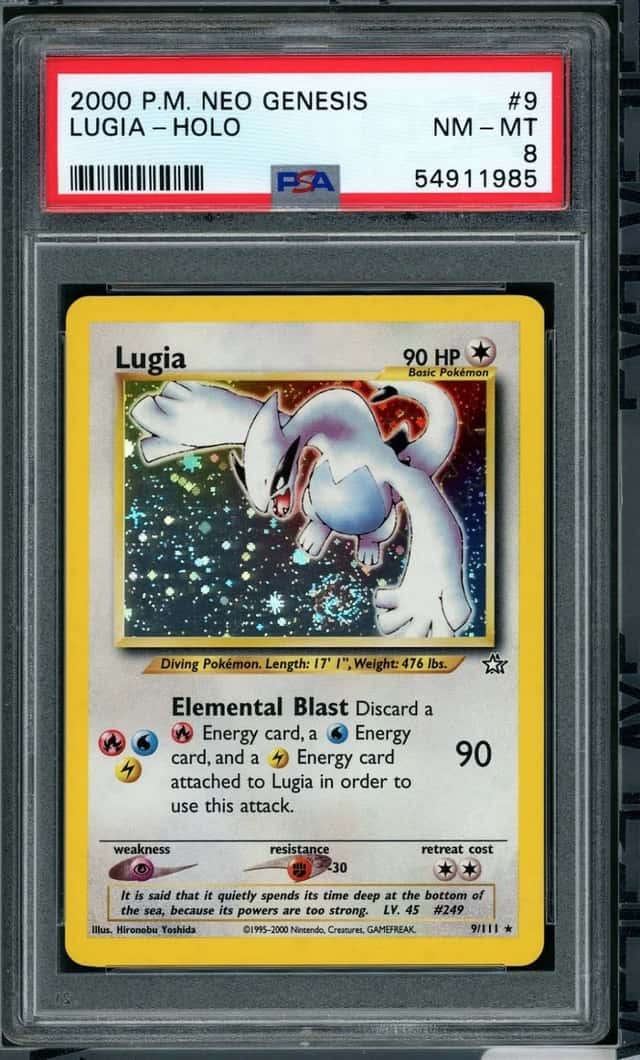 POKEMON LUGIA 2000 NEO GENESIS #9 HOLO PSA 8